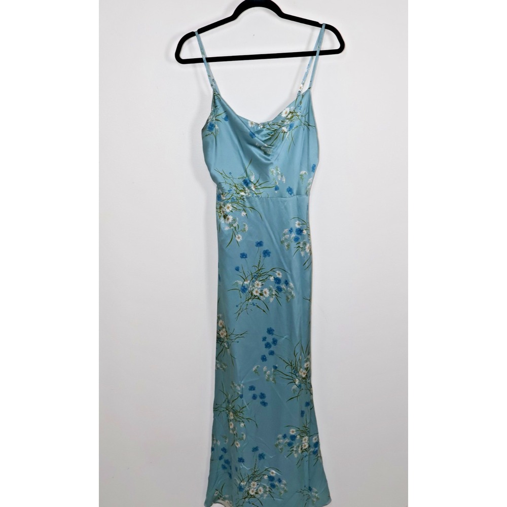 Reformation Dress Size 6 Blue Flora Devora Silk Lago Wedding Guest Bridesmaid - Picture 8 of 10